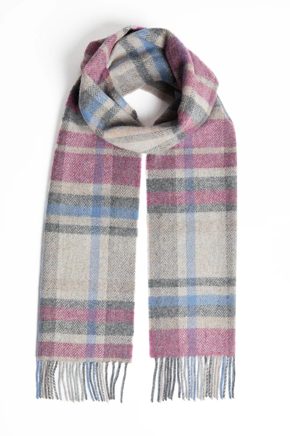 Lambswool Scarf - Damask/Grey Tartan