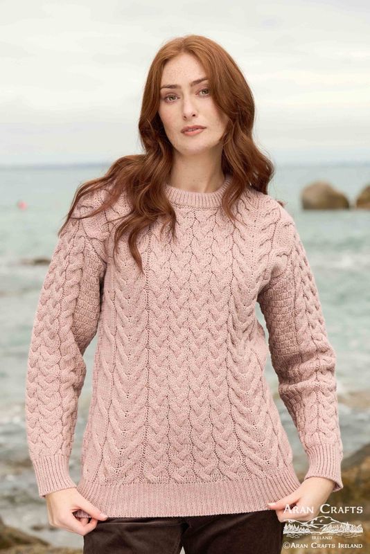 Buncrana Crew Neck Sweater - Sky Pink