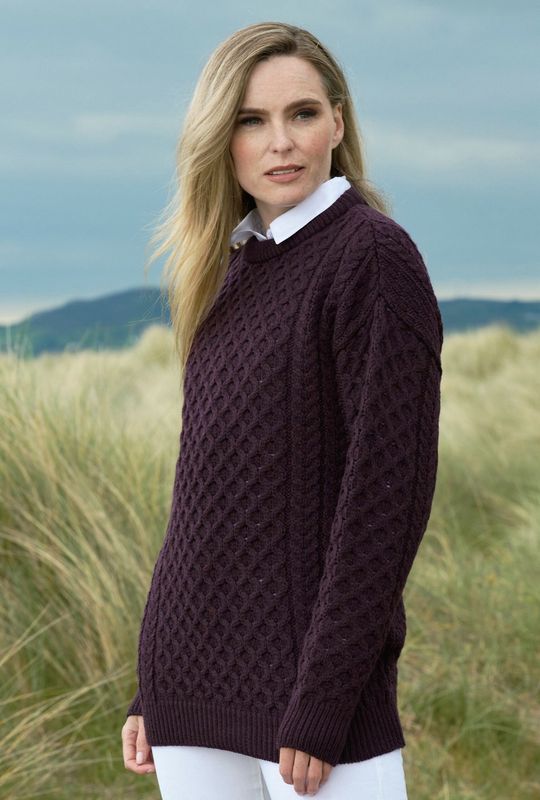 Unisex Kildare Merino Crew Neck Sweater - Damson