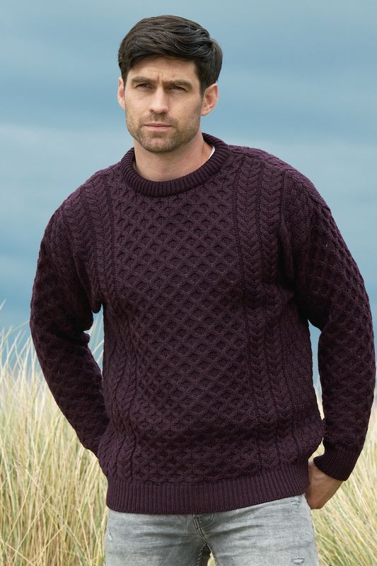Unisex Kildare Merino Crew Neck Sweater - Damson