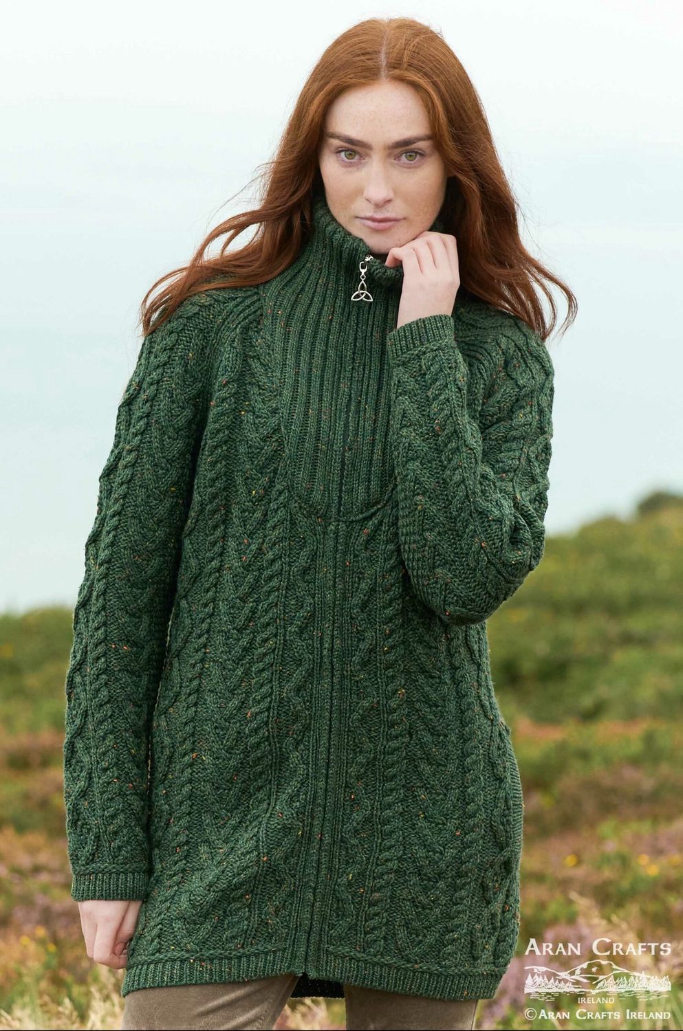 Ventry Troyer Neck Zip Coat -  Army Nep