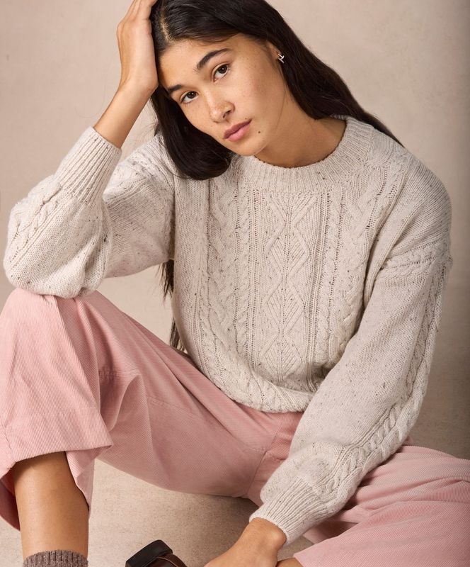 ‘Eva’ Cable Crew Neck - Chalkstone