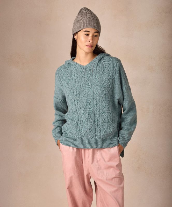 'Ada' Cable Hoodie - Ocean Mist