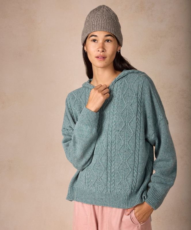 'Ada' Cable Hoodie - Ocean Mist