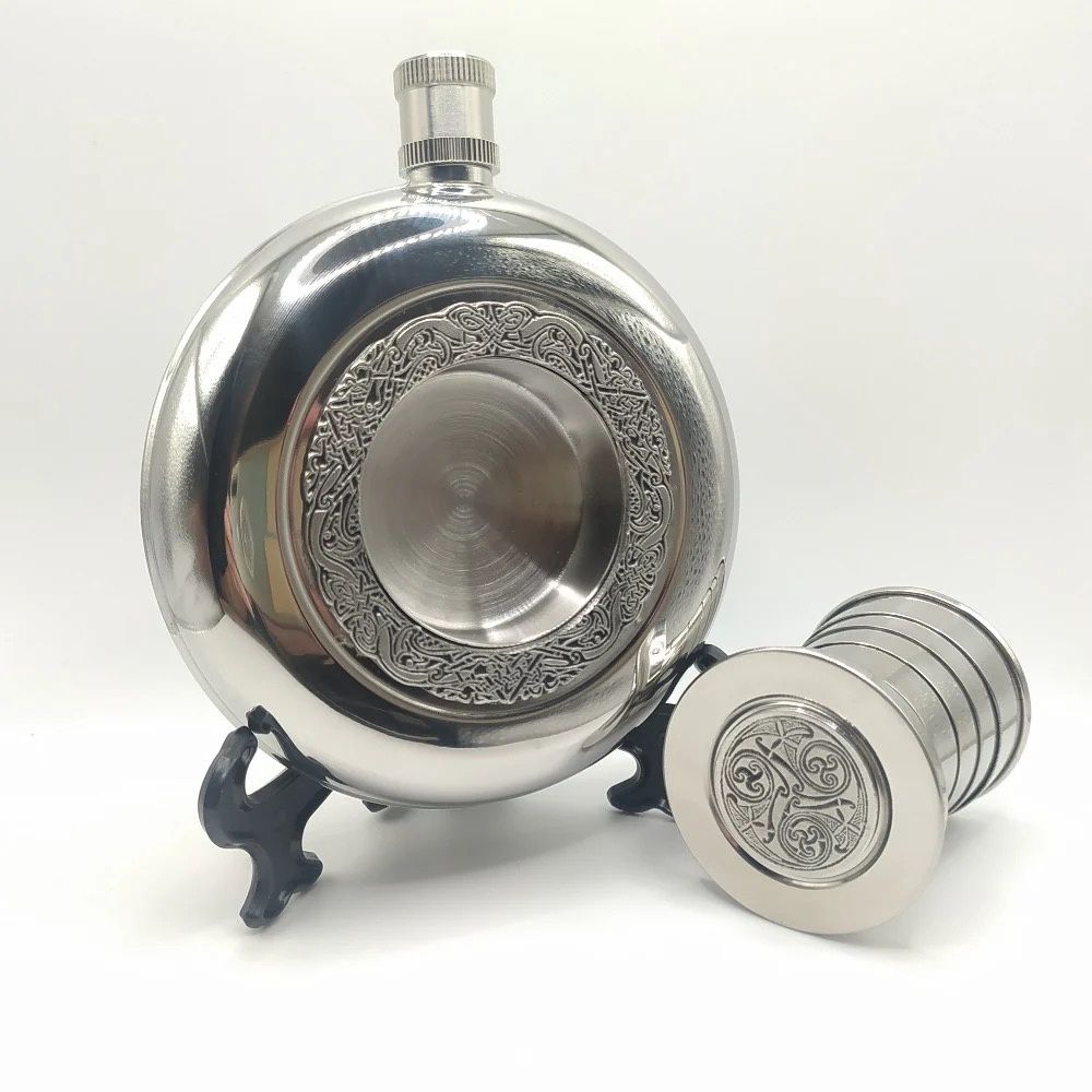 Collapsible Celtic Stainless Steel &amp; Pewter Flask