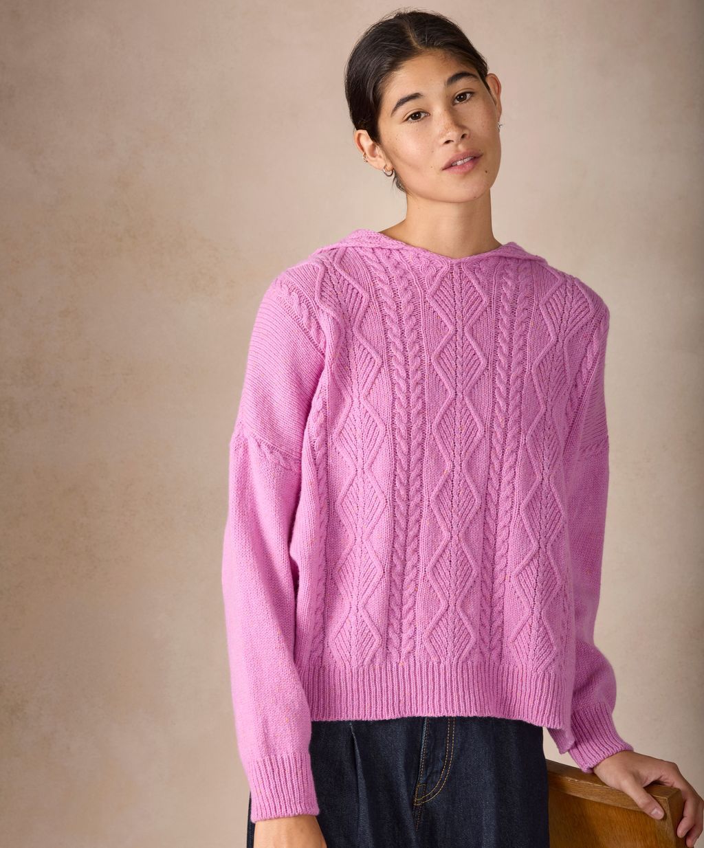 ‘Ada’ Cable Hoodie - Heather