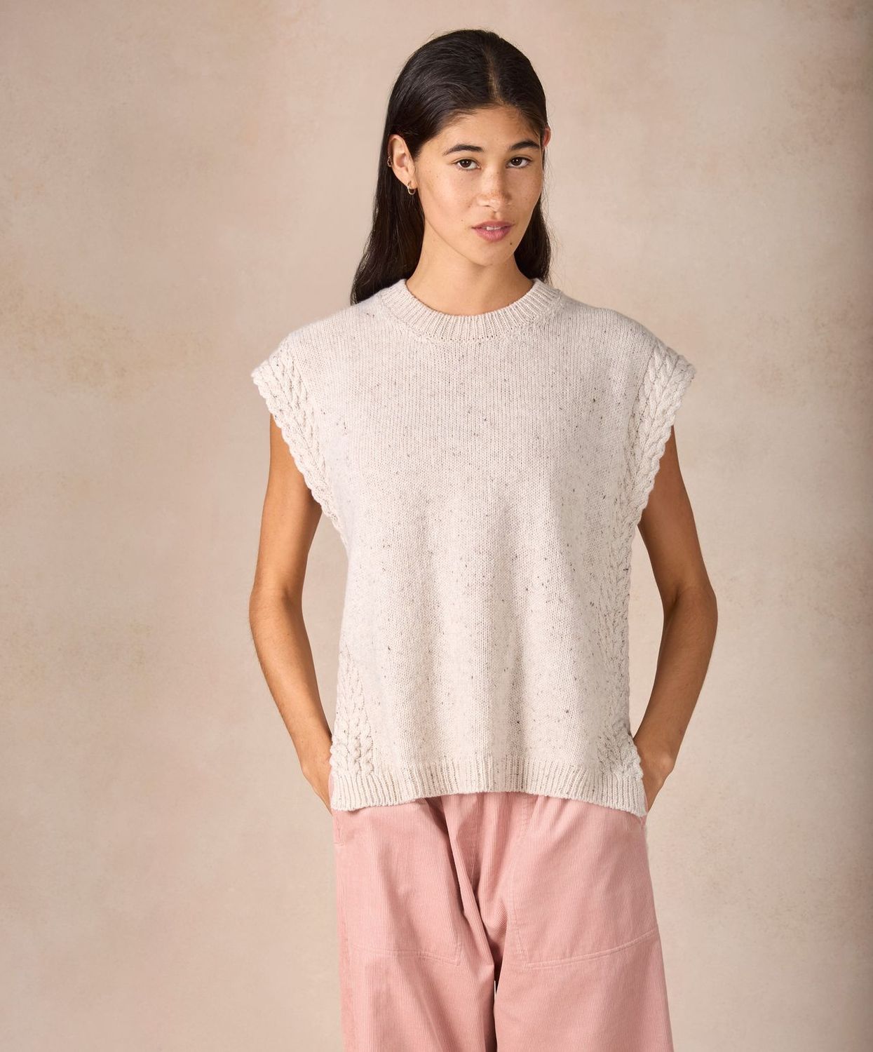 'Orla' Cable Vest in Chalkstone