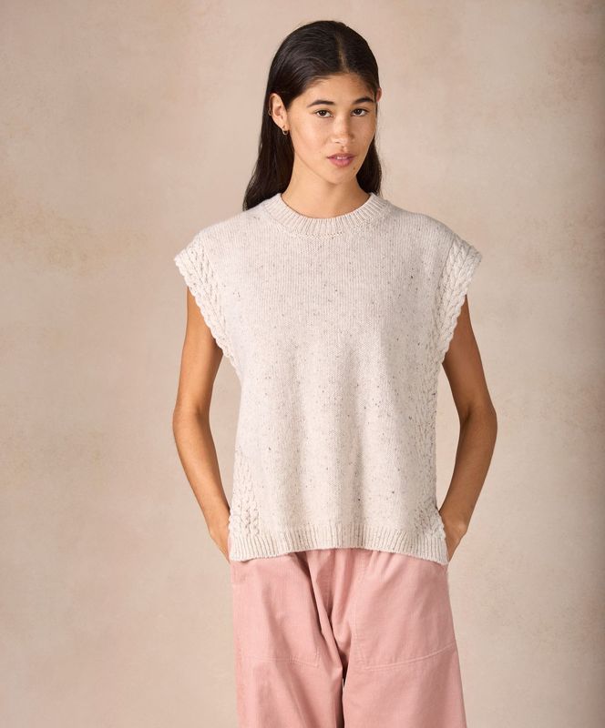 'Orla' Cable Vest in Chalkstone