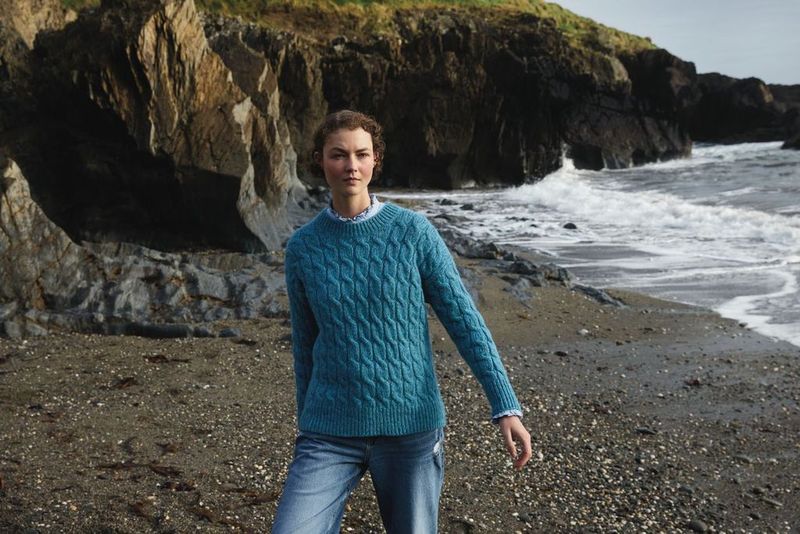 Ladies Cabled Crew Neck Sweater