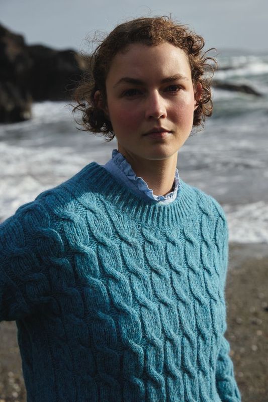 Ladies Cabled Crew Neck Sweater