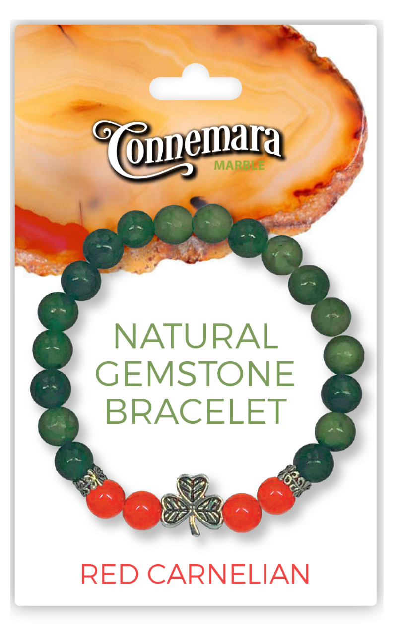 Red Carnelian Gemstone and Marble Bracelet