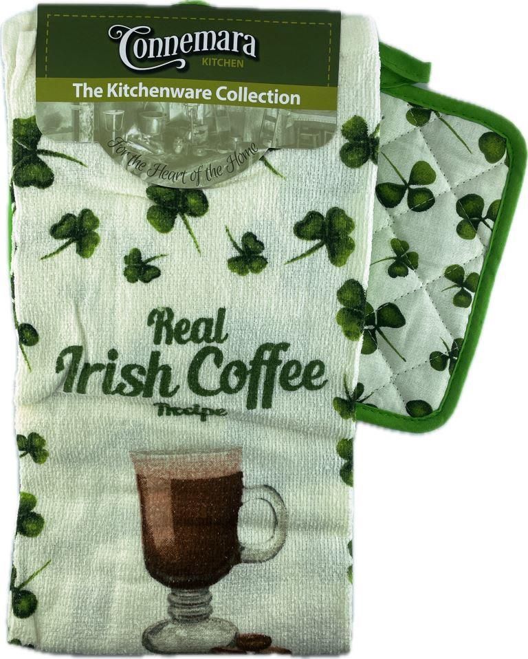 Irish Coffee Recipe Tea Towel and Pot Holder