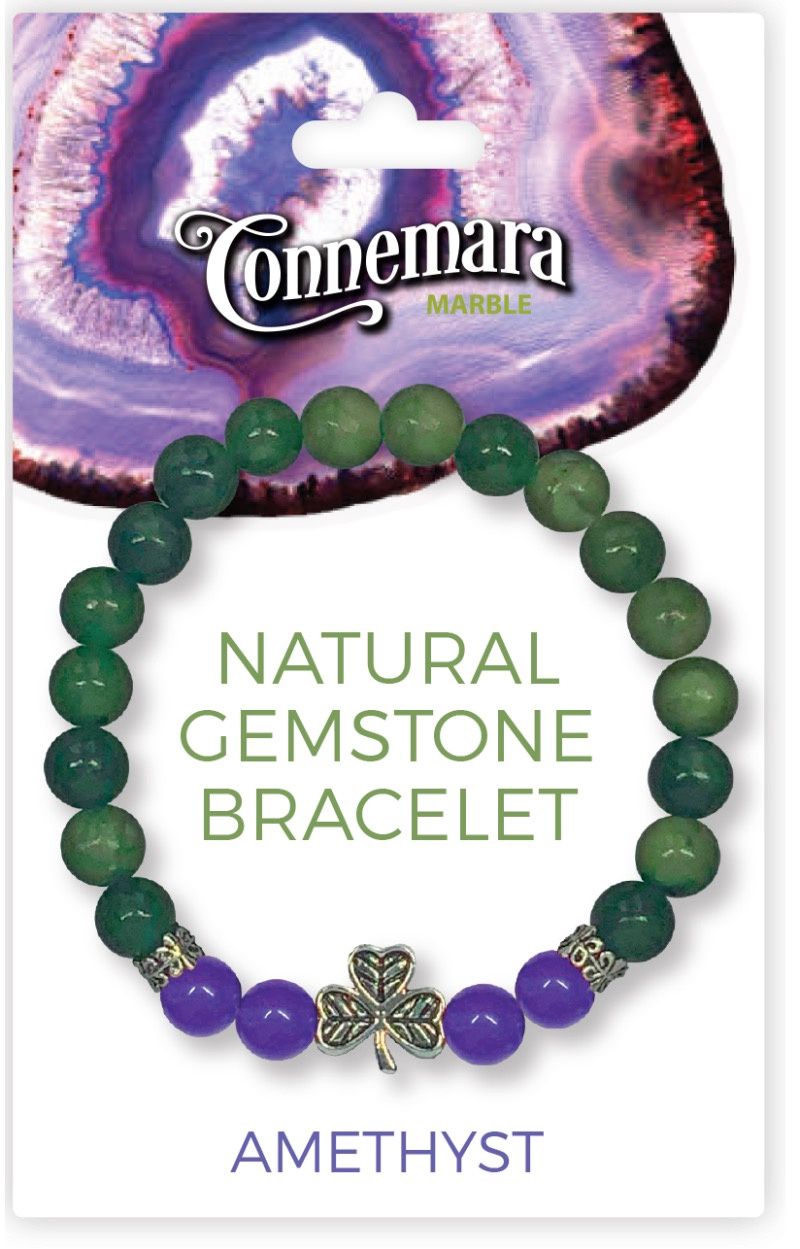 Amethyst Gemstone and Marble Bracelet