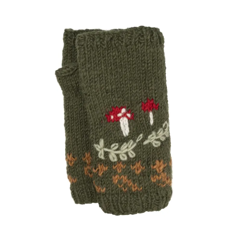 Pure Wool Handknitted Mushroom Handwarmers