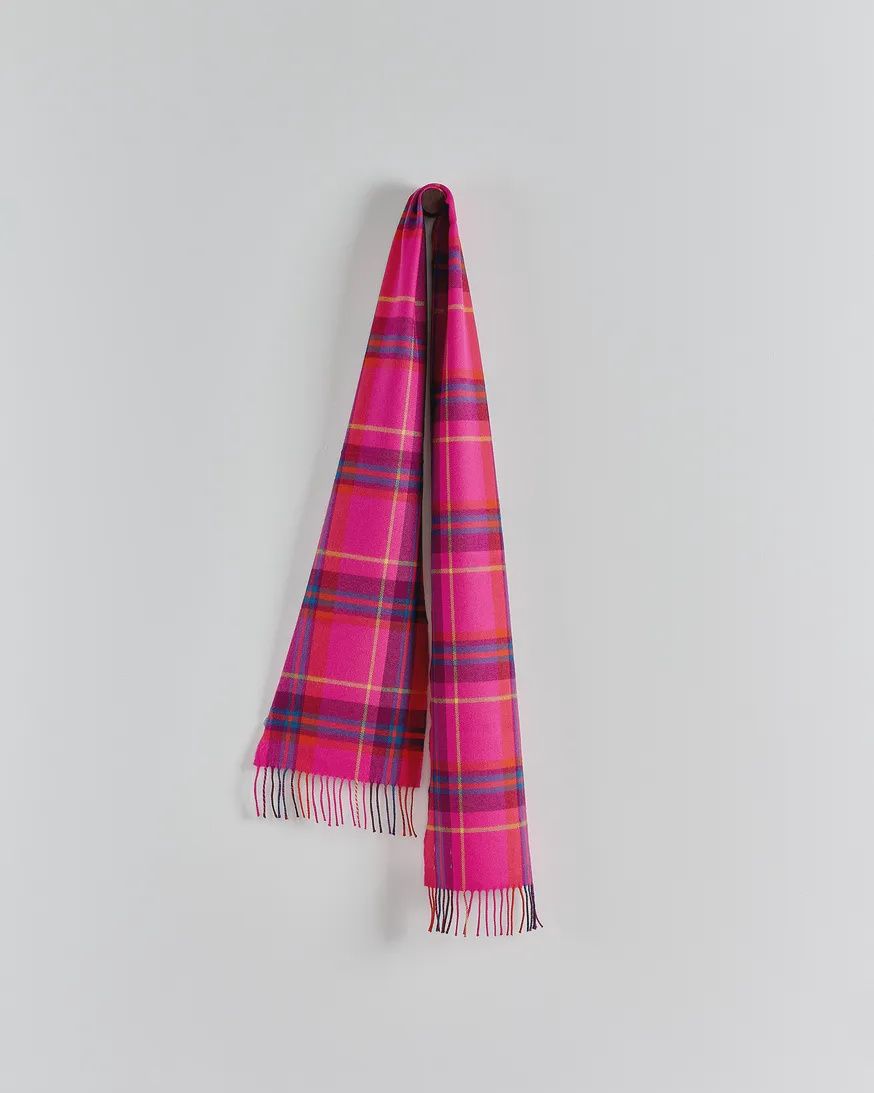 Hot Pink Check Merino Scarf