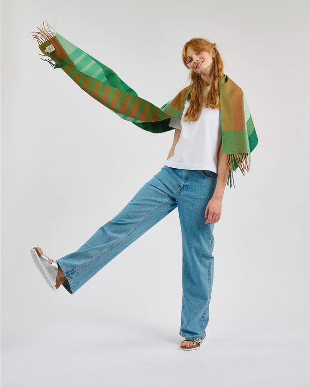 Tricolour Stripe Wide Merino Scarf