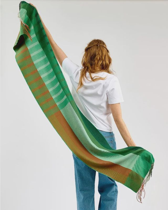 Tricolour Stripe Wide Merino Scarf