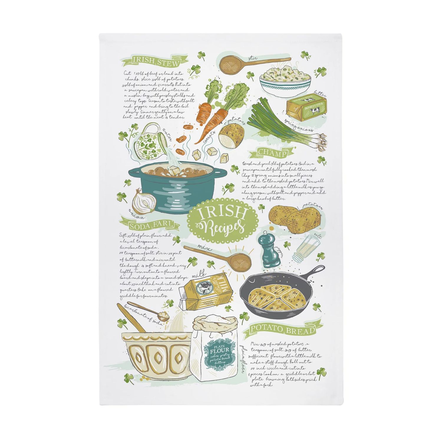 Ulster Weavers Irish Recipes Cotton Tea Towel in Green
