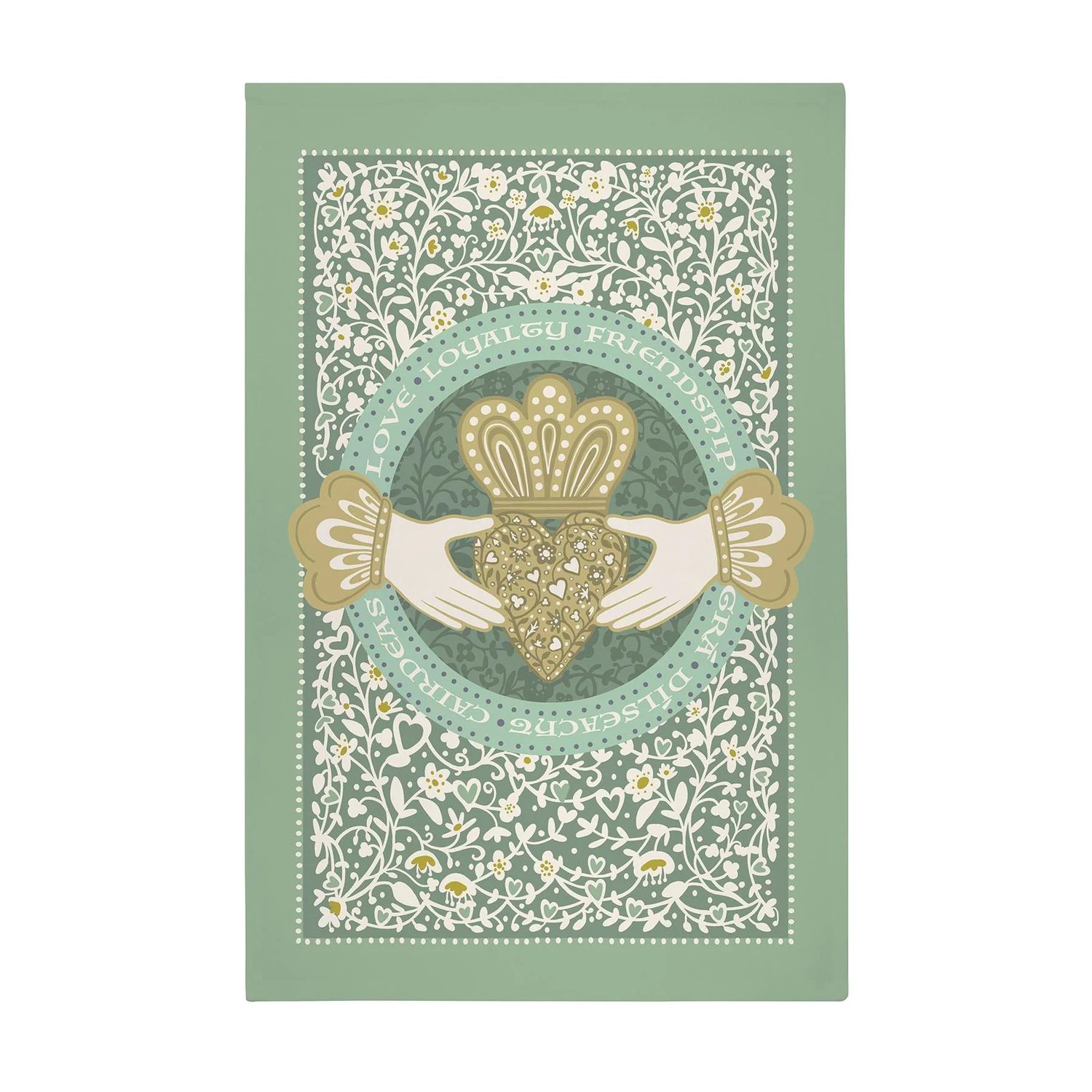 Ulster Weavers Claddagh Ring Cotton Tea Towel in Green