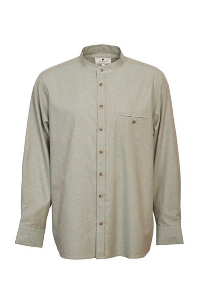 Lee Valley Linen Grandfather Shirt - Melange Moss