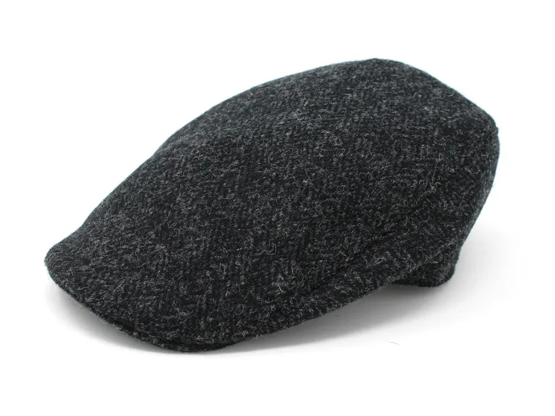 Donegal Touring Cap Tweed - Black &amp; Charcoal Herringbone