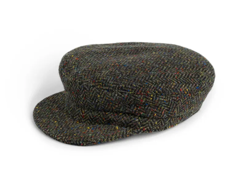 Fisher Cap Tweed - Brown &amp; Khaki Herringbone Fleck