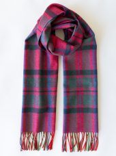 Merino Luxury Wool Scarf - Pink Slate Navy Blue Check Herringbone