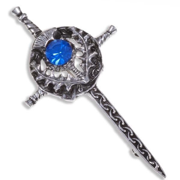 Sword &amp; Thistle Kilt Pin - Sapphire