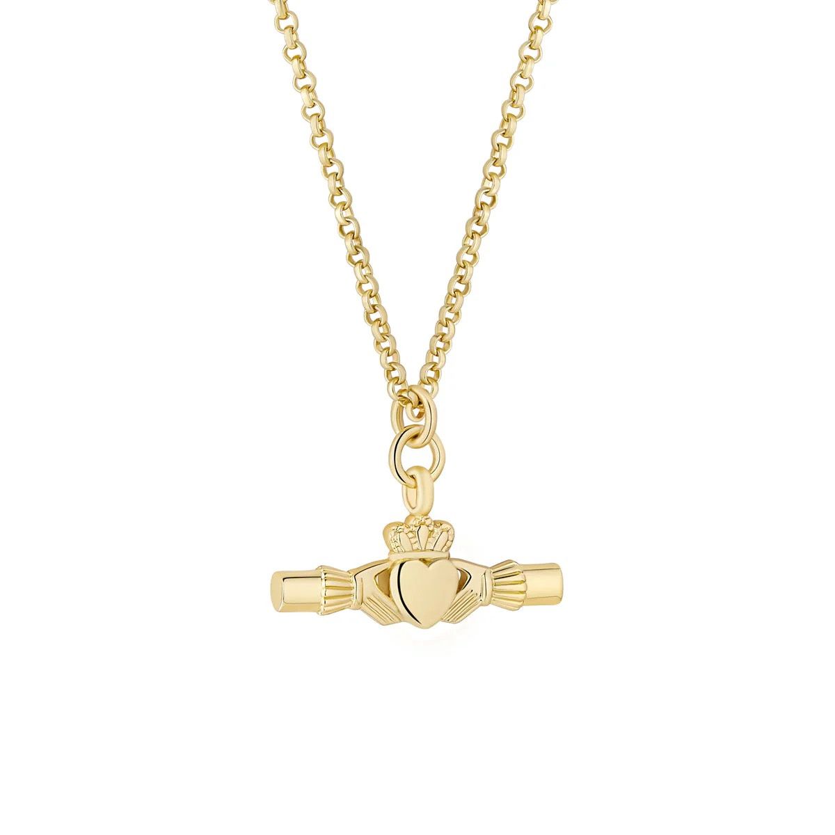 Gold Plated Claddagh Bar Pendant