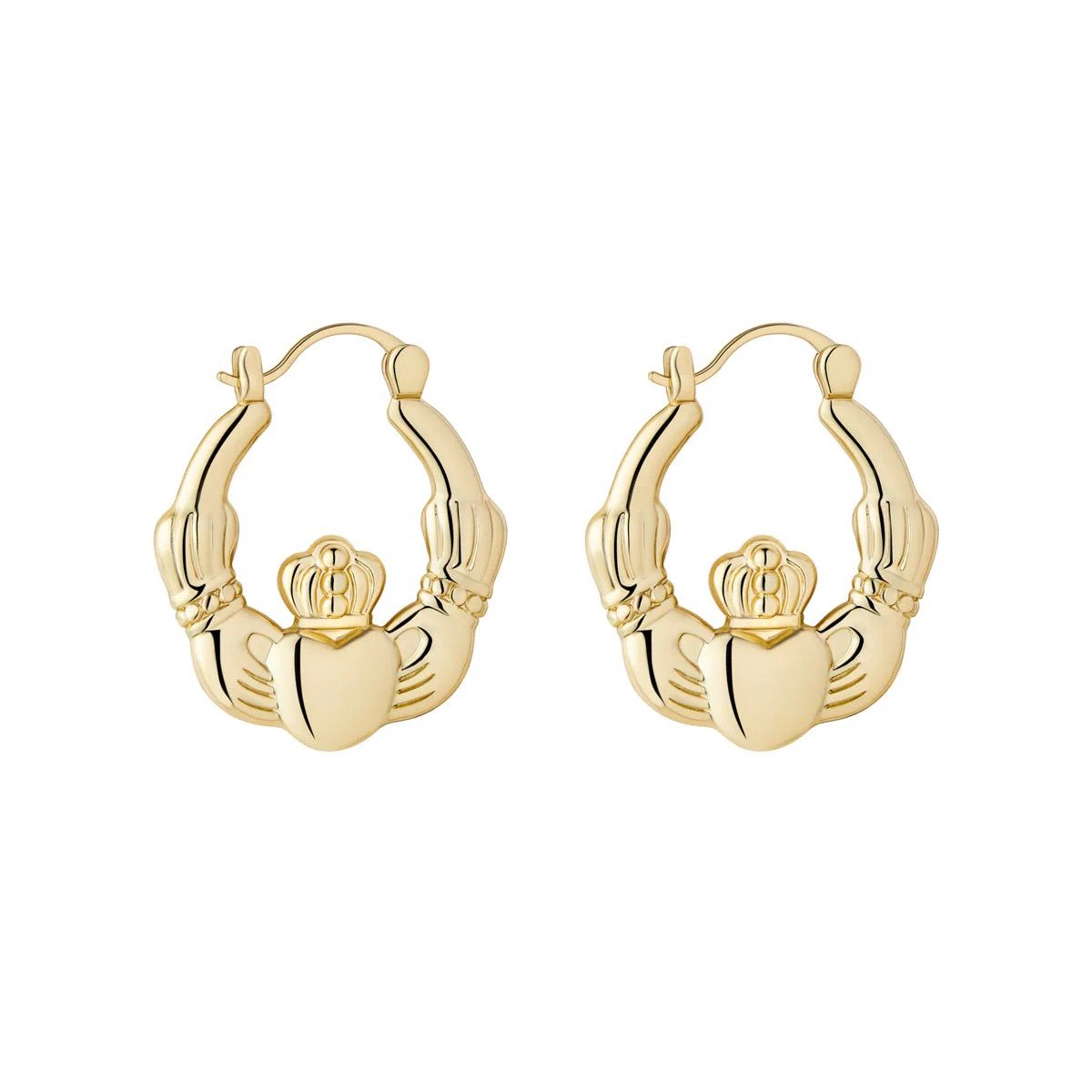 Gold Plated Claddagh Hoop Earrings
