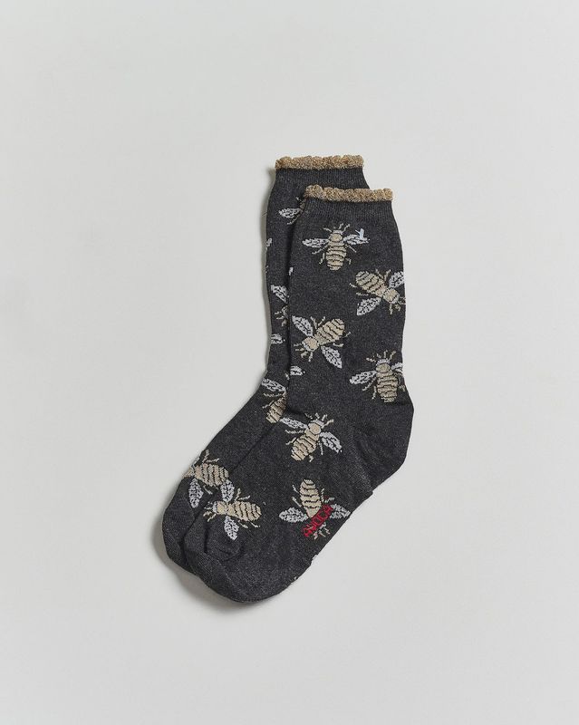 Avoca Navy Glitter Bees Ankle Socks
