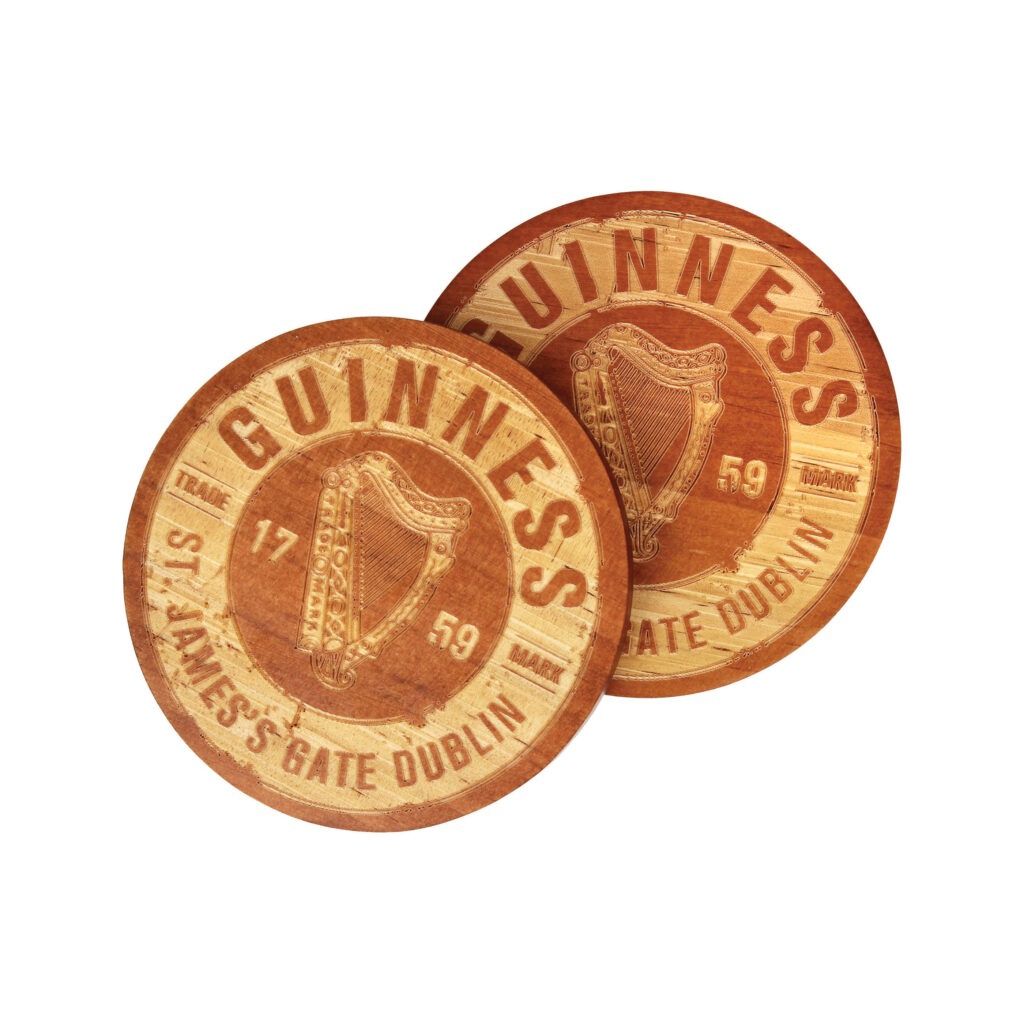Guinness Wooden Barrel Coaster Set - 6 Pack