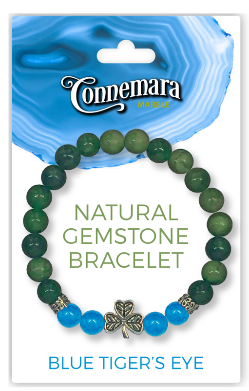 Blue Tigers Eye Gemstone And Marble Bracelet
