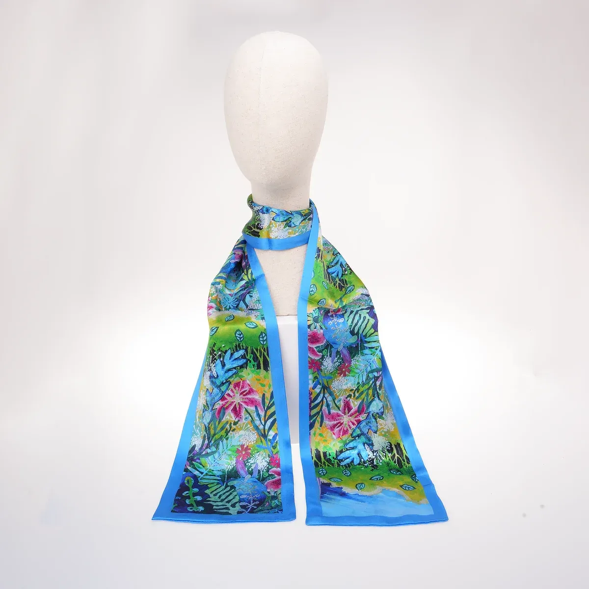 100% Mulberry Silk Scarf - Lilies in the Summer