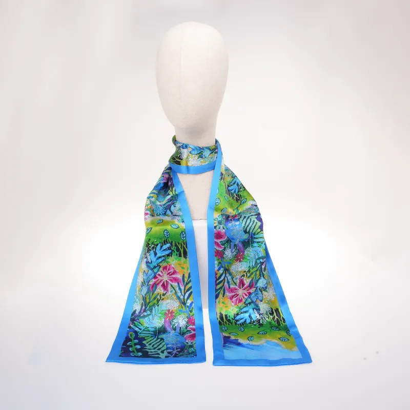 100% Mulberry Silk Scarf - Lilies in the Summer