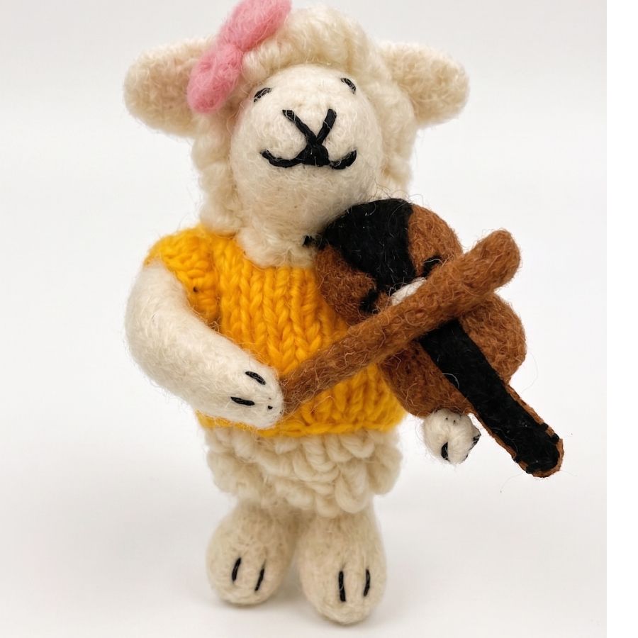 Handmade Wool Felt Sheep - Síle the Fiddle Girl