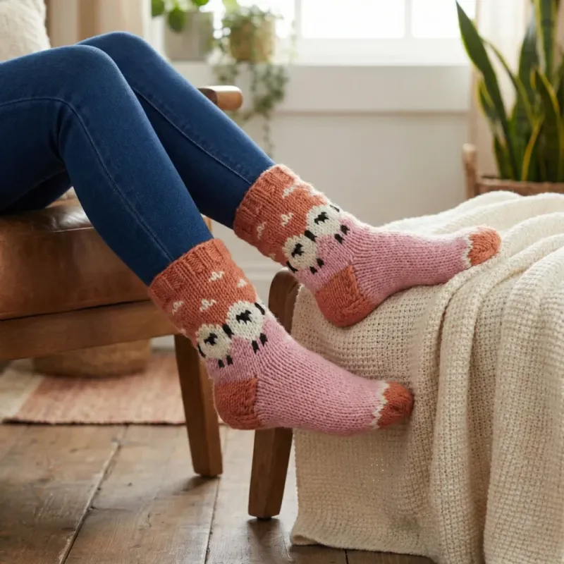 Pure Wool Hand Knit  Ladies Sheep Socks
