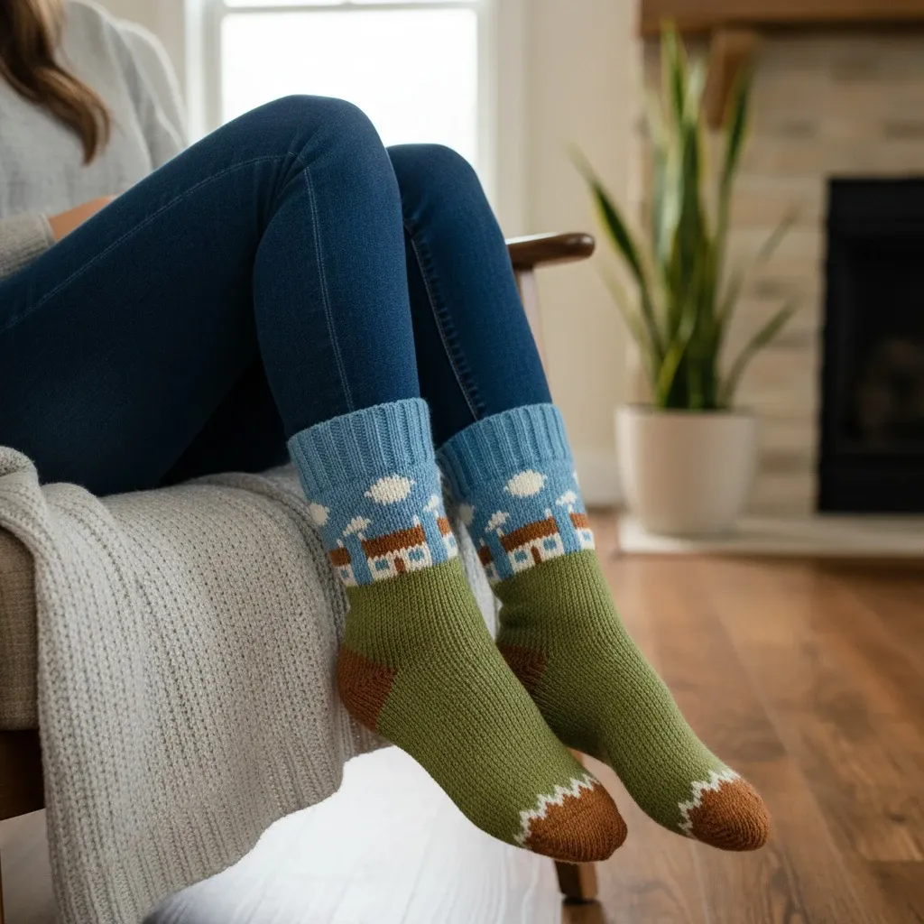 Pure Wool Ladies Fleece Lined Cottage Socks