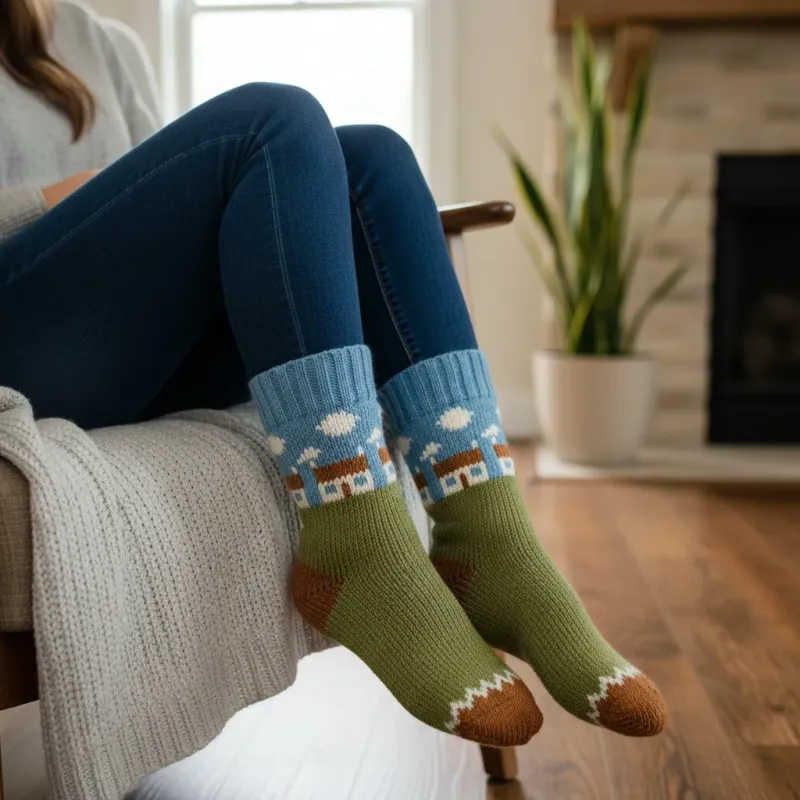 Pure Wool Ladies Fleece Lined Cottage Socks