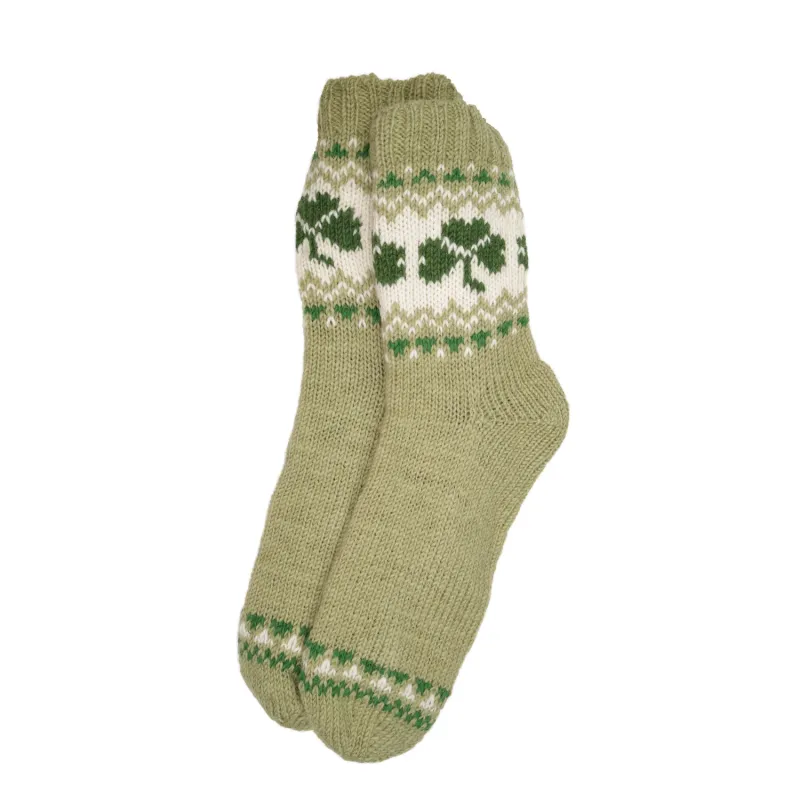Pure Wool Mens Fleece Lined Shamrock Socks