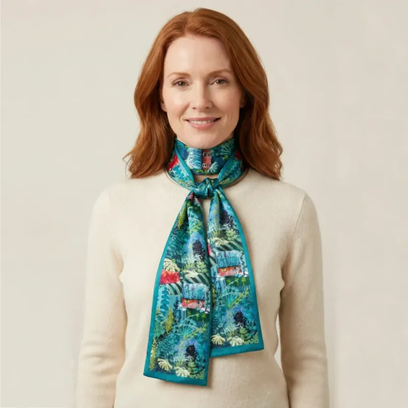 100% Mulberry Silk Scarf - Blue Moon