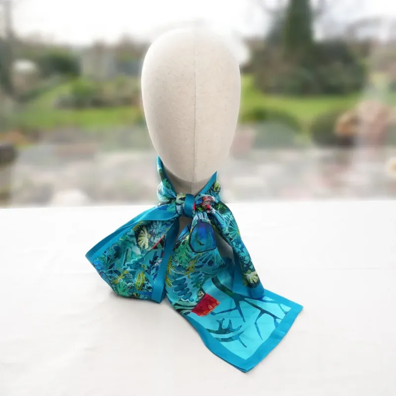 100% Mulberry Silk Scarf - Blue Moon