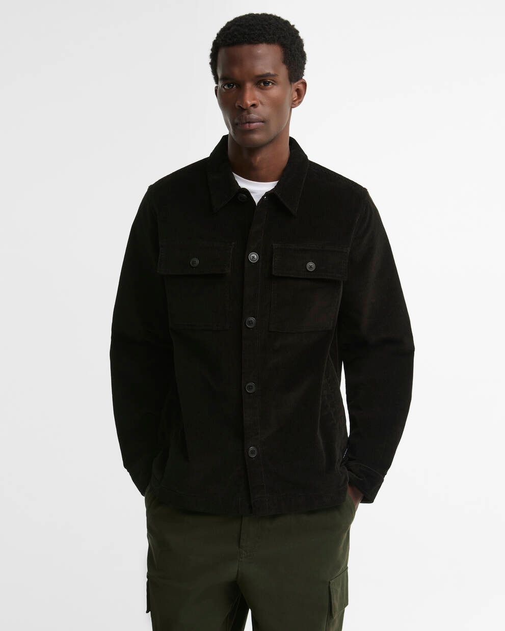 Barbour Tartan Trimmed Cord Overshirt - Olive