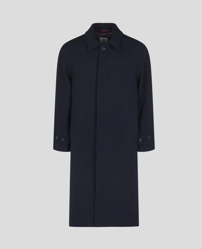 Corrib Donegal Tweed Overcoat in Navy Herringbone