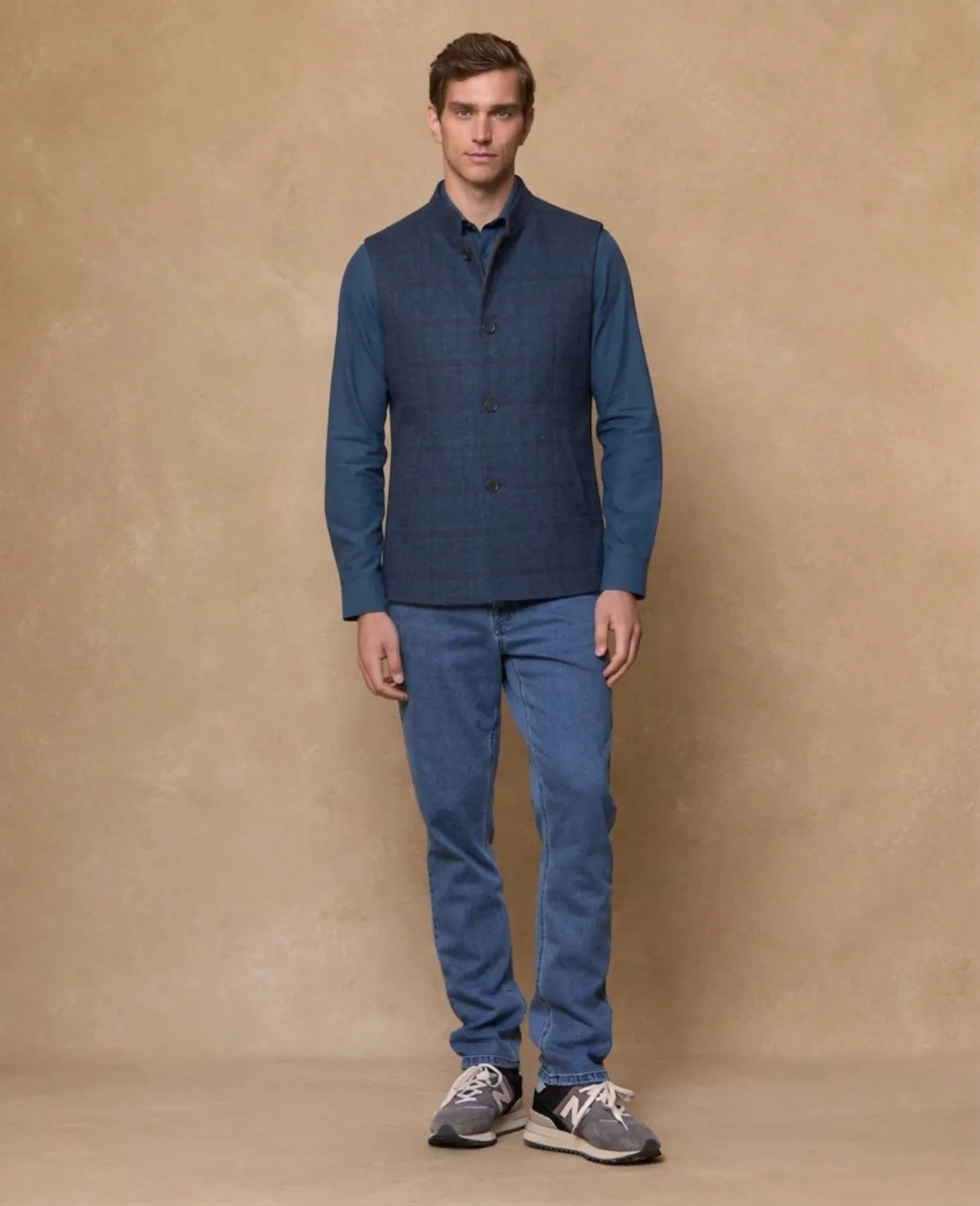 Cavan Donegal Tweed Gilet - Blue Check
