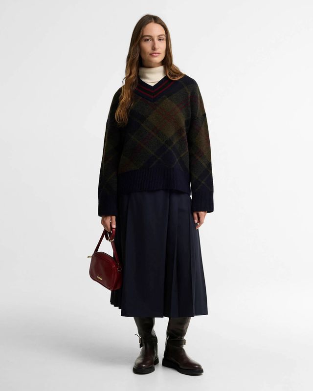 Barbour Shae V-Neck Tartan Wool Jumper