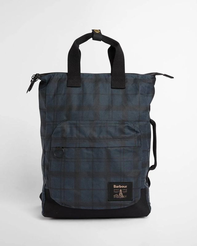 Barbour Field Waxed Backpack - Navy Tartan