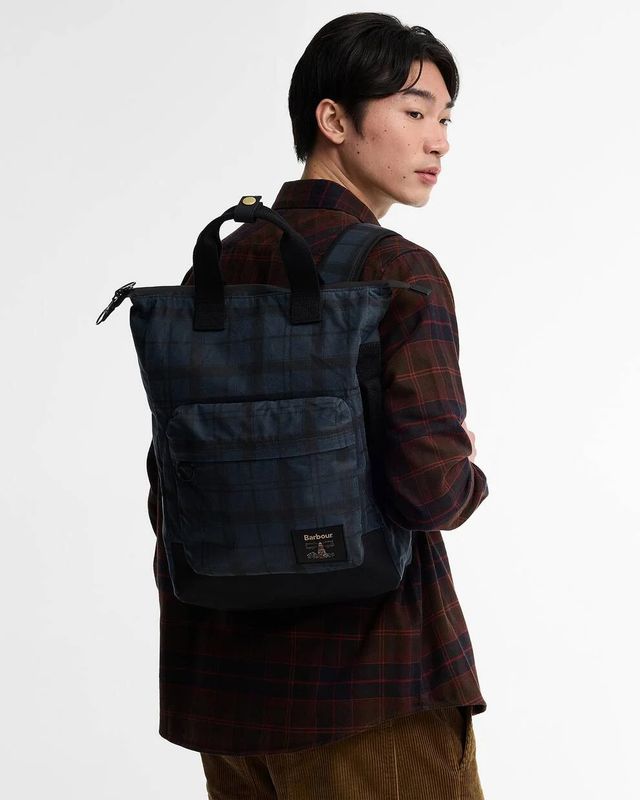 Barbour Field Waxed Backpack - Navy Tartan