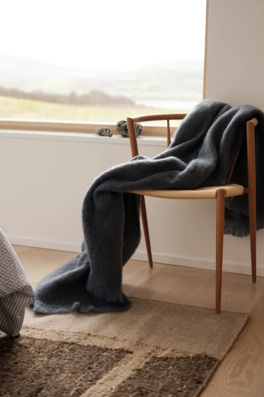 Foxford Hague Blue Mohair Throw