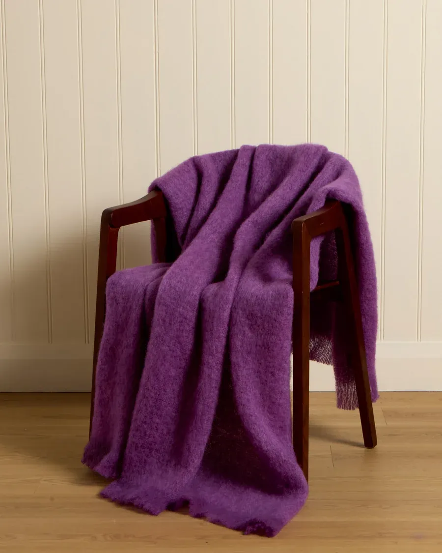 Foxford Violet Twilight Mohair Throw